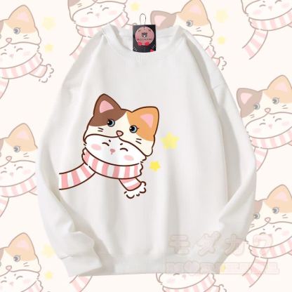 MODAKAWA Schal Katzenmotiv Partner-Sweatshirt Unisex - Weiß - 5XL - image 7