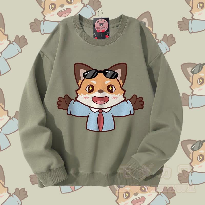 MODAKAWA Niedliches Unisex-Sweatshirt mit Tiermotiv für Paare - Hellkhaki - 5XL - image 2
