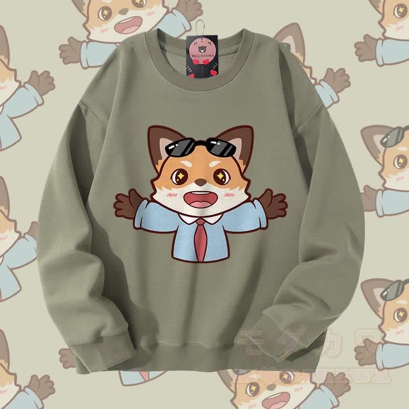 MODAKAWA Niedliches Unisex-Sweatshirt mit Tiermotiv für Paare - Hellkhaki - 5XL - image 2