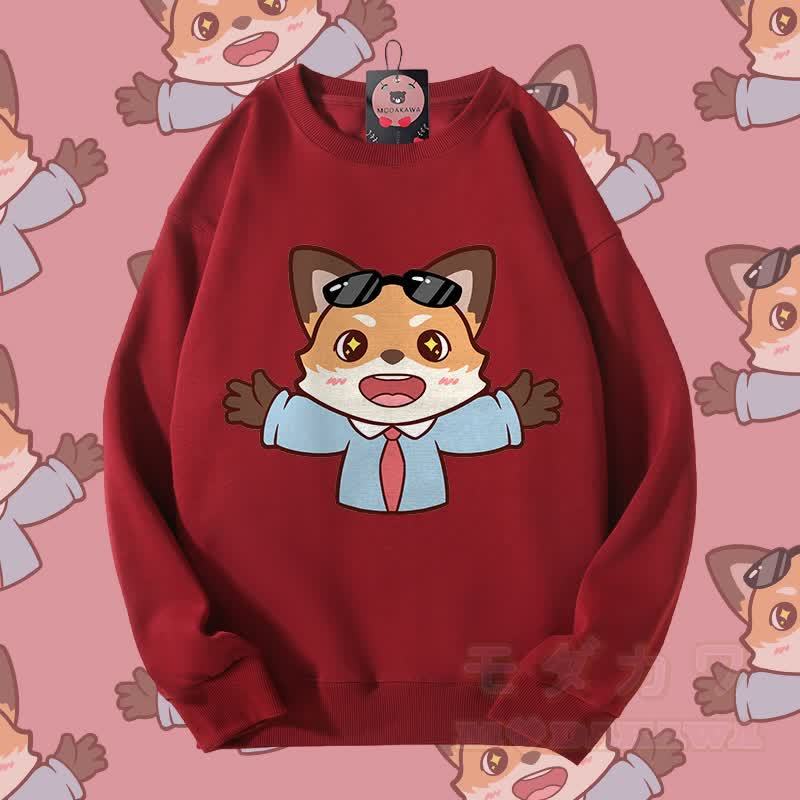 MODAKAWA Niedliches Unisex-Sweatshirt mit Tiermotiv für Paare - Weinrot - 5XL - image 3