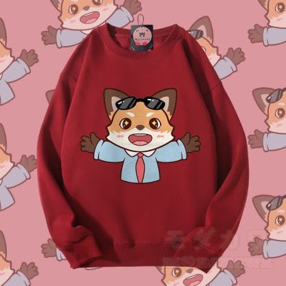 MODAKAWA Niedliches Unisex-Sweatshirt mit Tiermotiv für Paare - Weinrot - 5XL - image 3