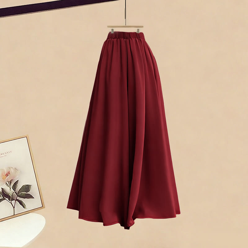 Gürtel, Strickpulloverkleid, weit geschnittene Hose, passender Rock - Pantskirt - XL - image 3