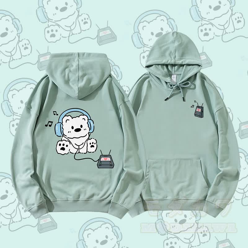MODAKAWA Kopfhörer Bär Grafik Partner-Hoodie - Grün - 5XL - image 2