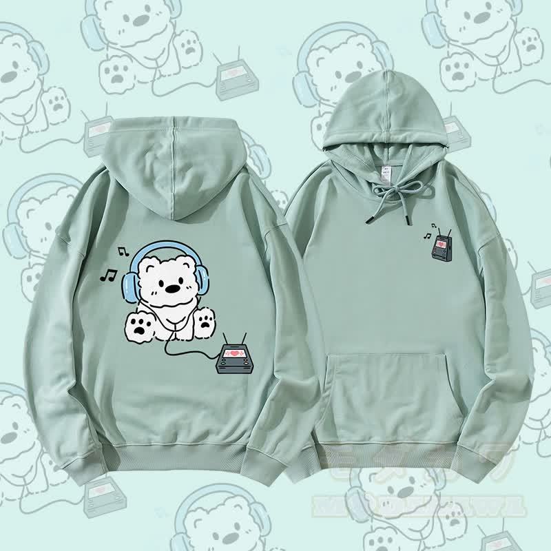 MODAKAWA Kopfhörer Bär Grafik Partner-Hoodie - Grün - 5XL - image 2