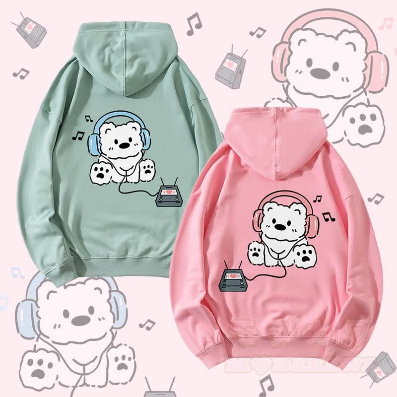 MODAKAWA Kopfhörer Bär Grafik Partner-Hoodie - image 1