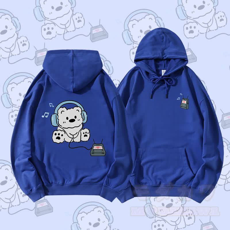 MODAKAWA Kopfhörer Bär Grafik Partner-Hoodie - Königsblau - 5XL - image 3