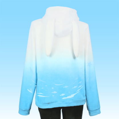 MODAKAWA Plüsch-Hoodie mit lustigem Hai-Motiv und Hasenohren - image 3