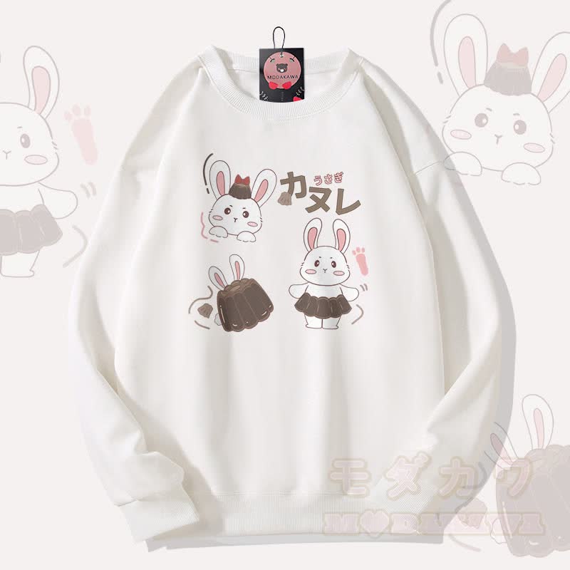 MODAKAWA Unisex-Sweatshirt mit Hasenpudding-Motiv - Weiß - 5XL - image 2
