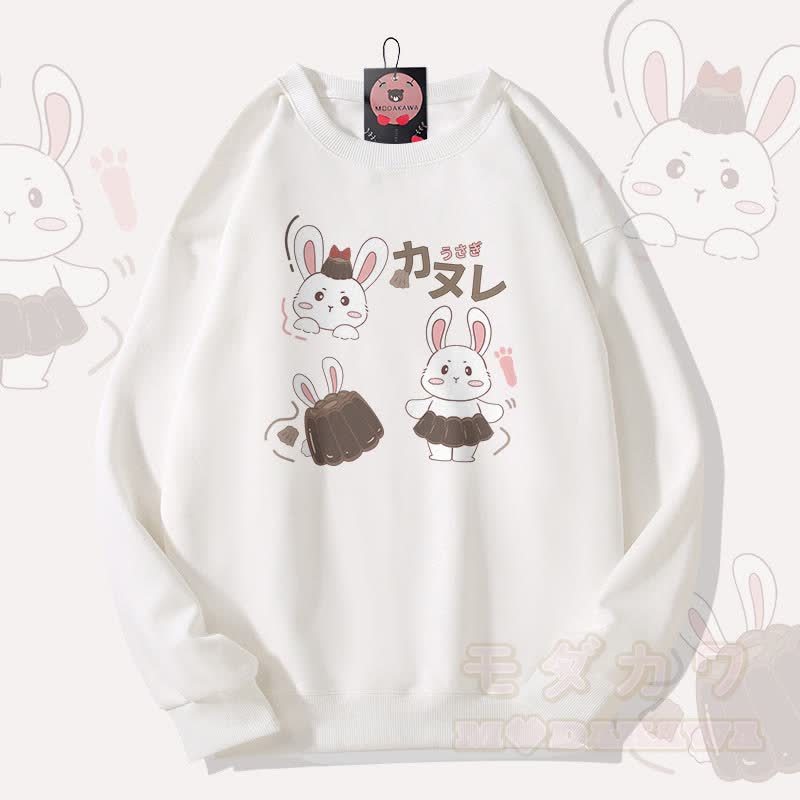 MODAKAWA Unisex-Sweatshirt mit Hasenpudding-Motiv - Weiß - 5XL - image 2