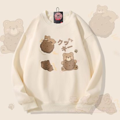 MODAKAWA Cookie Bear Graphic Unisex Sweatshirt - Beige - 5XL - image 1