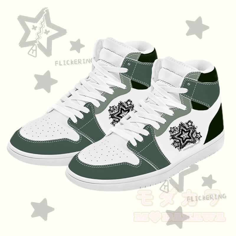 MODAKAWA Star Graphic Farben Block High Top Canvas Schuhe - Grün - 48 - image 2