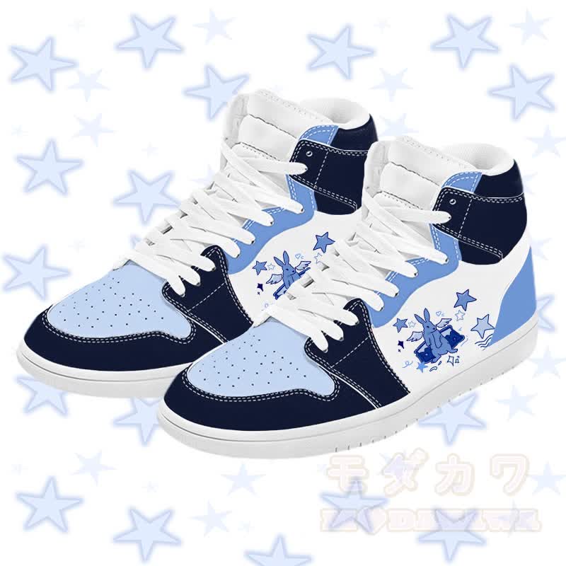 MODAKAWA Angel Bunny Graphic Farben Block High Top Canvas Schuhe - Blau B - 48 - image 2