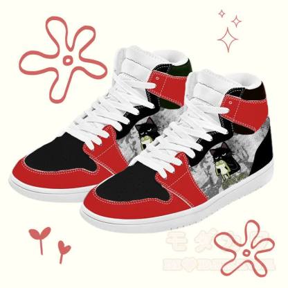 MODAKAWA Frosch- und Katzen-Grafik- Farben -High-Top-Canvas-Schuhe - Rot - 48 - image 1
