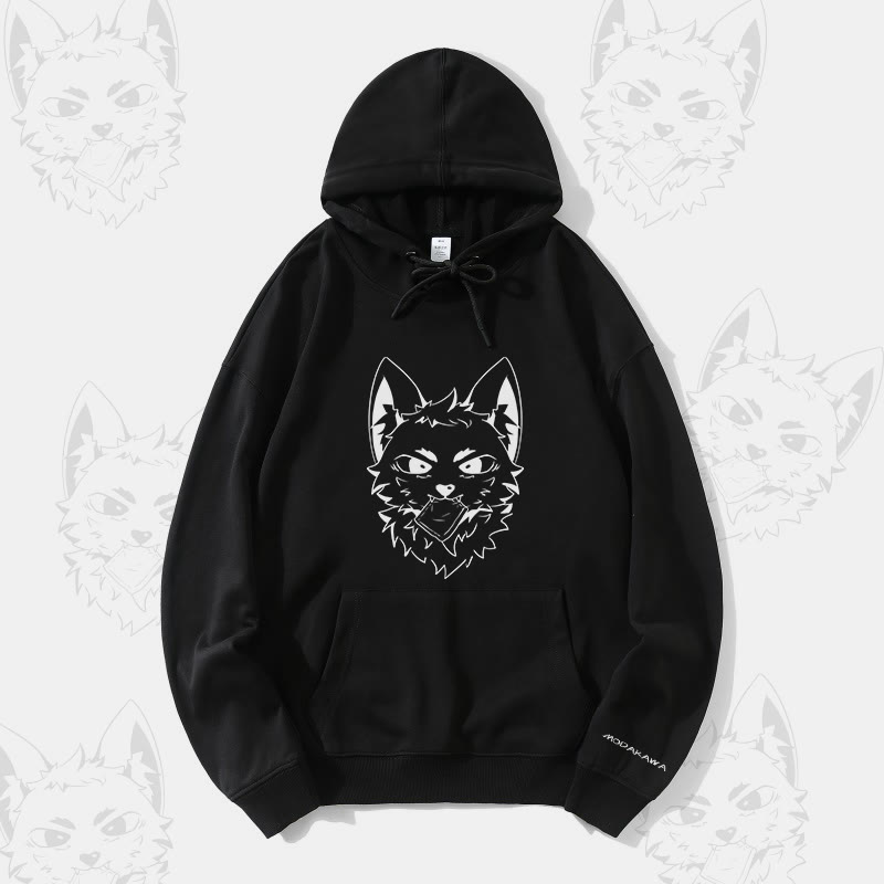 MODAKAWA Silver Fox Grafik-Streetwear-Pullover-Hoodie aus Baumwollmischung - Black - 5XL - image 1