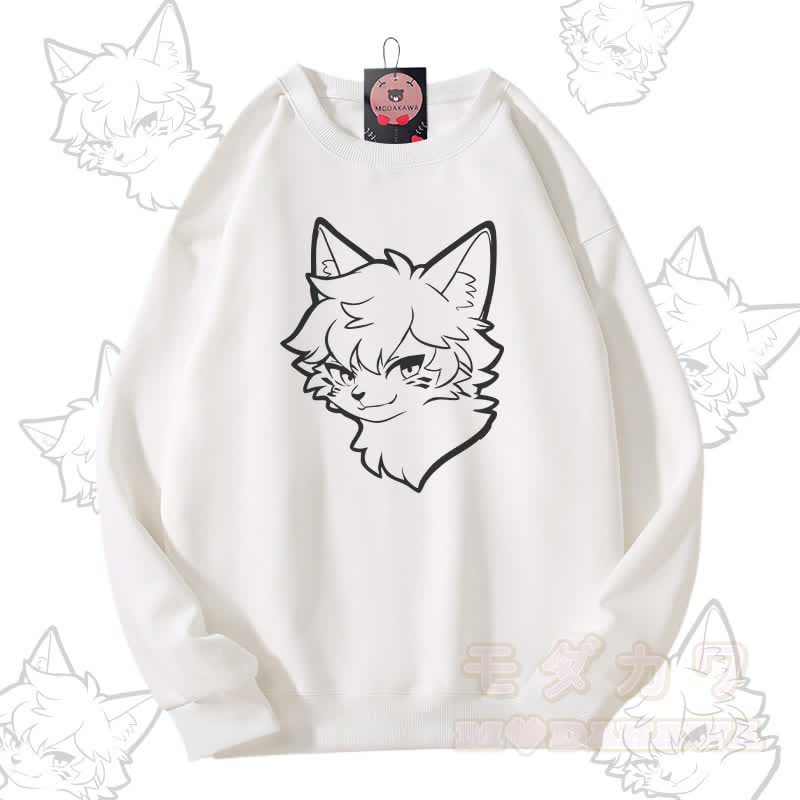MODAKAWA Fox Boy Graphic Unisex Sweatshirt - Weiß - 5XL - image 1