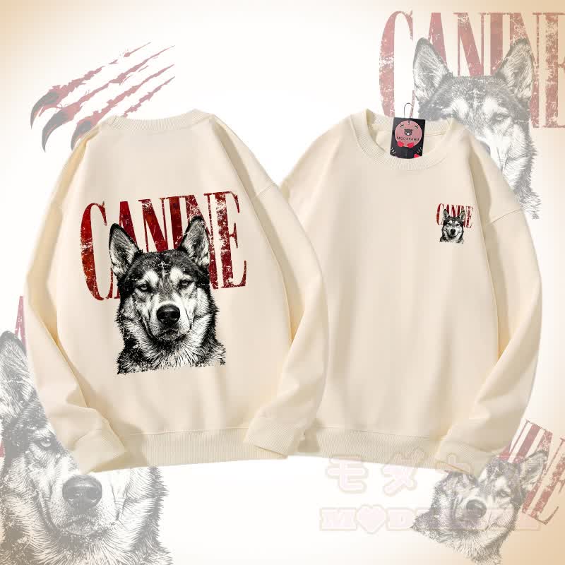 MODAKAWA CANINE Unisex-Sweatshirt mit Hundemotiv - Beige - 5XL - image 2