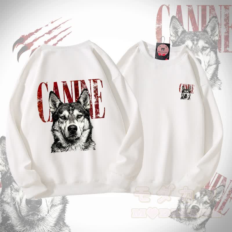 MODAKAWA CANINE Unisex-Sweatshirt mit Hundemotiv - Weiß - 5XL - image 1