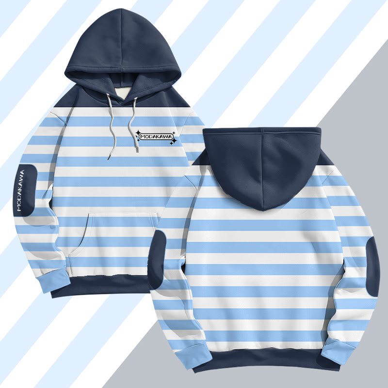 MODAKAWA Pullover-Hoodie mit Streifen- und Buchstabenprint - image 1