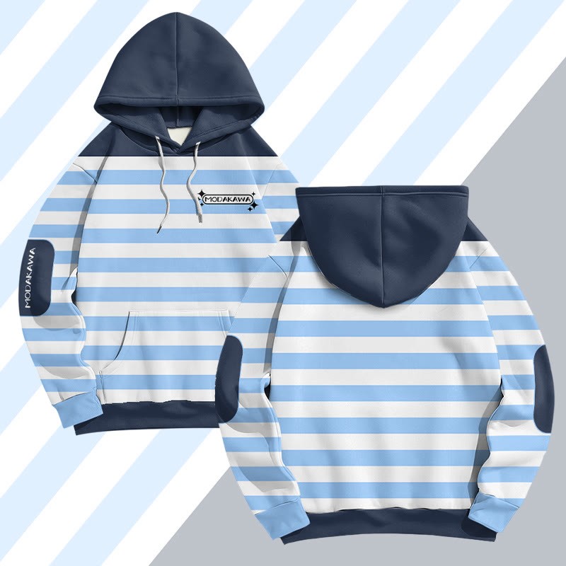 MODAKAWA Pullover-Hoodie mit Streifen- und Buchstabenprint - image 1