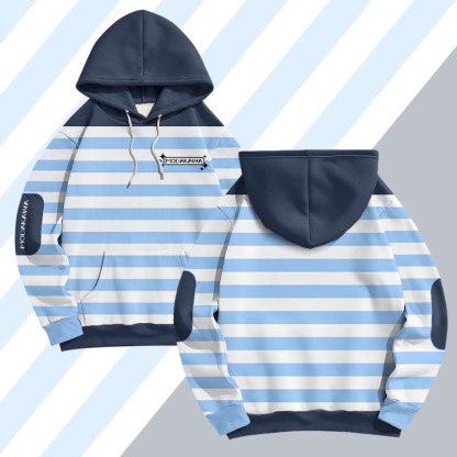 MODAKAWA Pullover-Hoodie mit Streifen- und Buchstabenprint - image 1