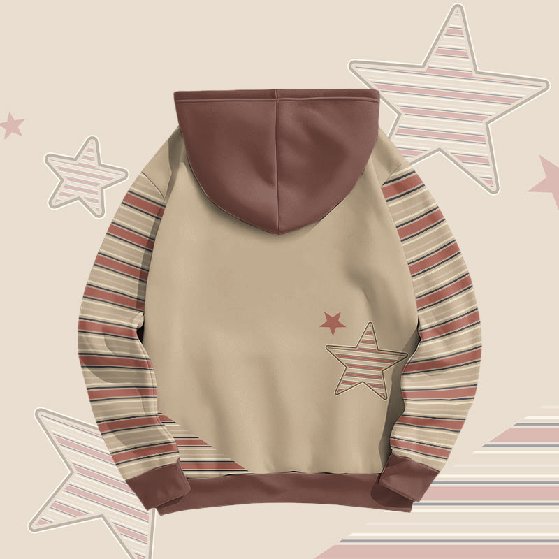 MODAKAWA Pullover-Hoodie mit Streifen- und Sternenmuster und Allover-Print - image 3
