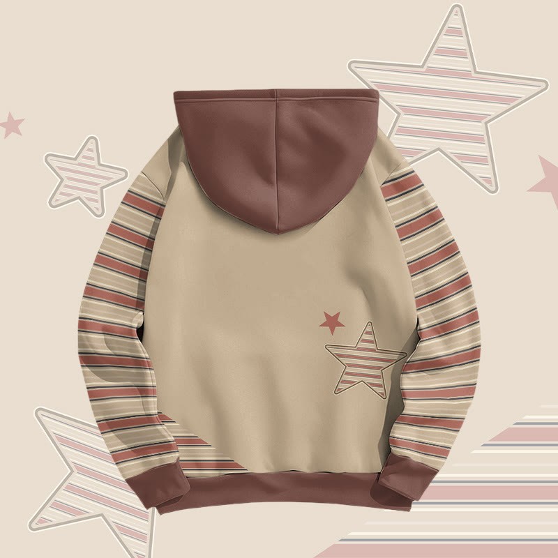 MODAKAWA Pullover-Hoodie mit Streifen- und Sternenmuster und Allover-Print - image 3