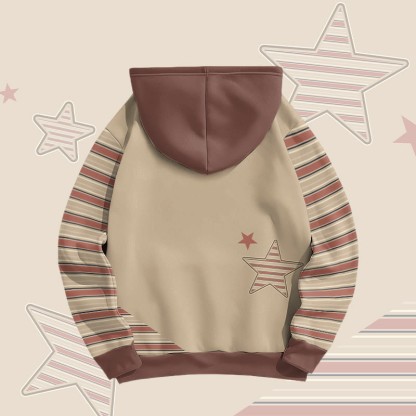 MODAKAWA Pullover-Hoodie mit Streifen- und Sternenmuster und Allover-Print - image 3
