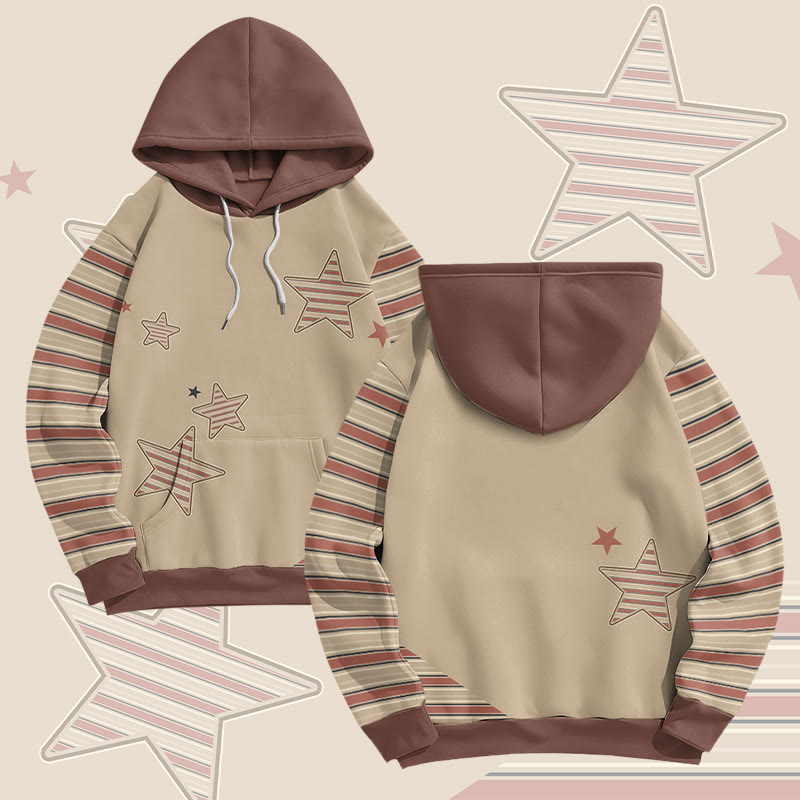 MODAKAWA Pullover-Hoodie mit Streifen- und Sternenmuster und Allover-Print - image 1