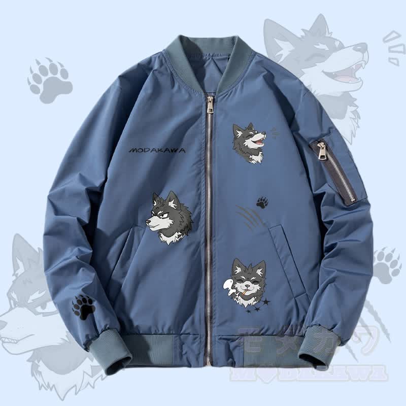MODAKAWA Lustige Welpen-Grafik-Jacke mit Reißverschluss - Verdickt - Blau - 4XL - image 2