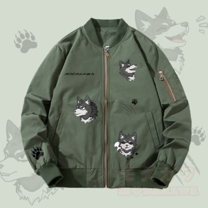 MODAKAWA Lustige Welpen-Grafik-Jacke mit Reißverschluss - Verdickt - Grün - 4XL - image 1