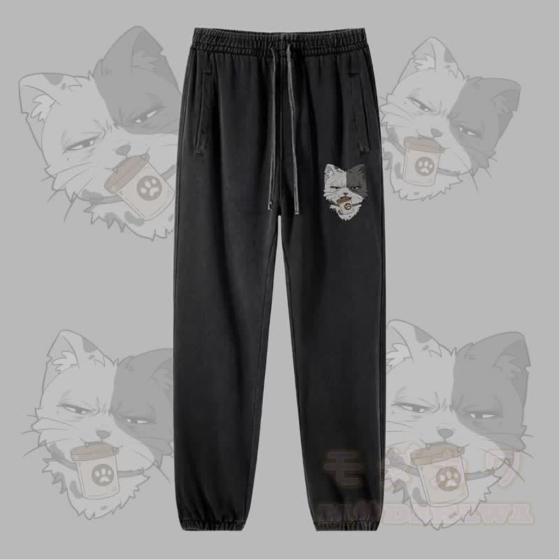 MODAKAWA Jogginghose mit Katzenmotiv und Dose im Vintage-Look - Schwarz - 2XL - image 2