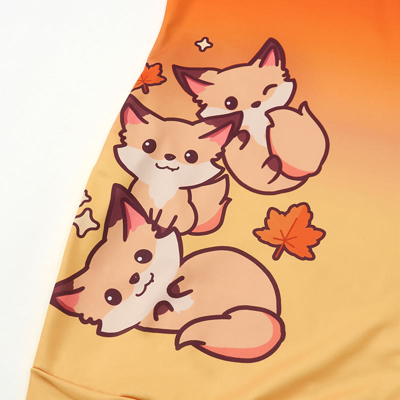 MODAKAWA Kapuzenpulloverkleid mit Fuchs-Farbverlauf und Seitentaschen - image 2