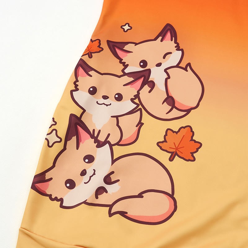 MODAKAWA Kapuzenpulloverkleid mit Fuchs-Farbverlauf und Seitentaschen - image 2