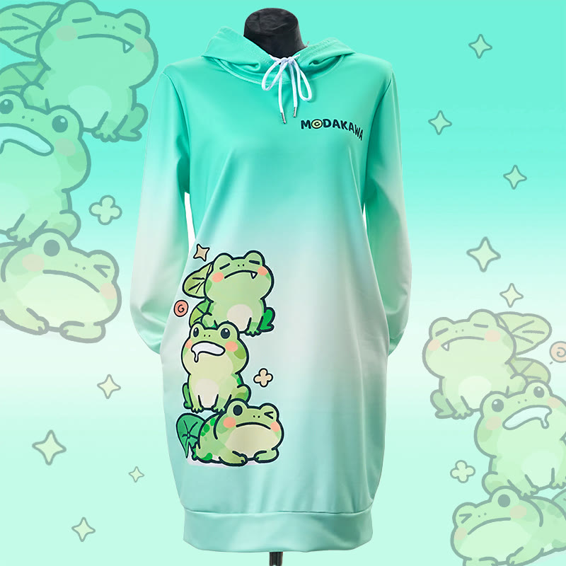 MODAKAWA Kapuzenpulloverkleid mit Farbverlauf und Seitentaschen - image 3