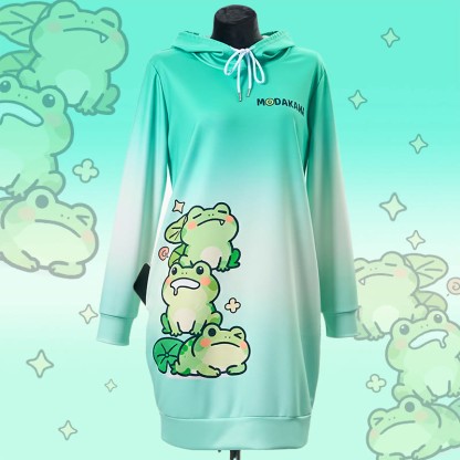 MODAKAWA Kapuzenpulloverkleid mit Farbverlauf und Seitentaschen - Green - 4XL - image 1