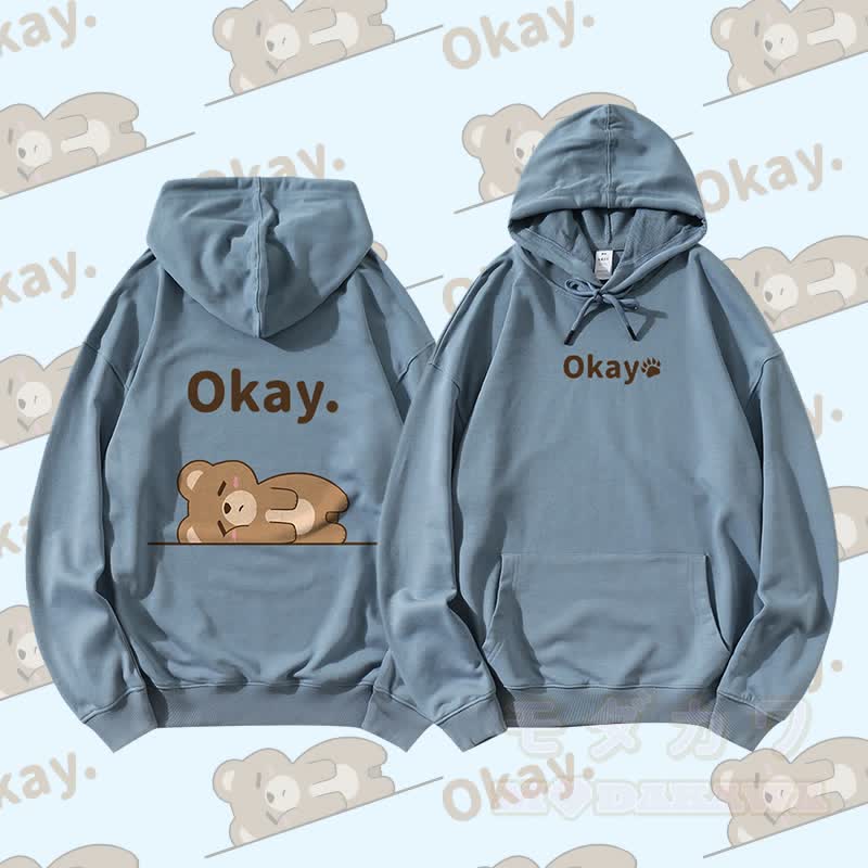 MODAKAWA Bären-Streetwear-Pullover-Hoodie mit Grafikmotiv - Staubiges Blau - 5XL - image 3