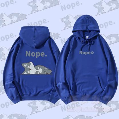 MODAKAWA Wolf Lying Flat Graphic Streetwear Pullover Hoodie - Königsblau - 5XL - image 1