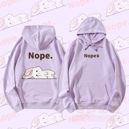 MODAKAWA Streetwear Pullover Hoodie mit Hasenmotiv und flach liegendem Aufdruck - Lila - 5XL - image 1