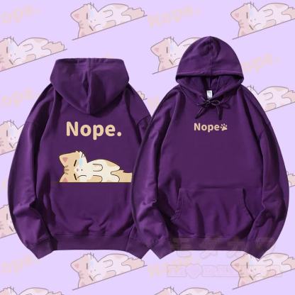 MODAKAWA Kitty Lying Flat Graphic Streetwear Pullover Hoodie - Dunkelviolett - 5XL - image 2