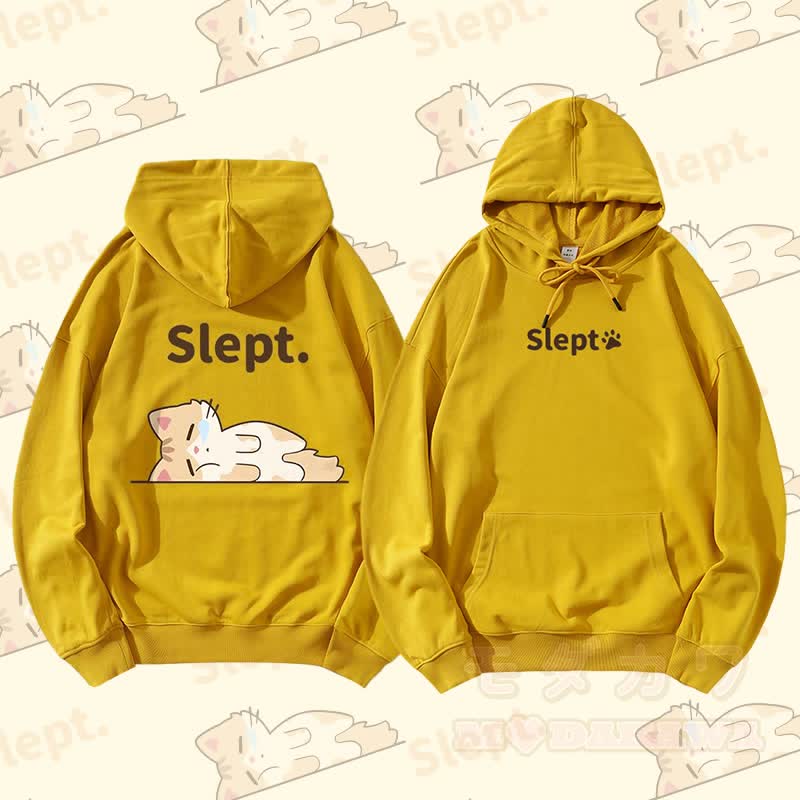MODAKAWA Kitty Lying Flat Graphic Streetwear Pullover Hoodie - Gelb - 5XL - image 1