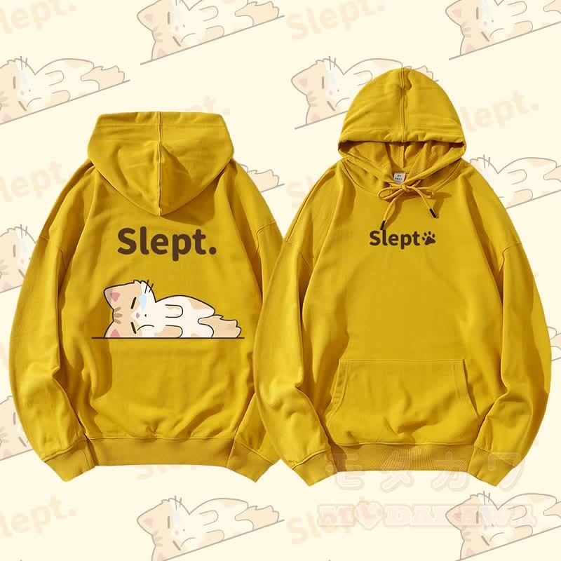 MODAKAWA Kitty Lying Flat Graphic Streetwear Pullover Hoodie - Gelb - 5XL - image 1