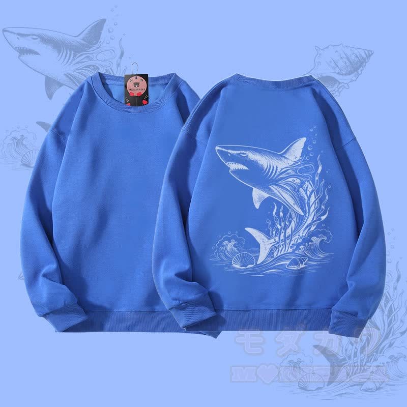 MODAKAWA Unisex-Sweatshirt mit Hai-Motiv - Königsblau - 5XL - image 1