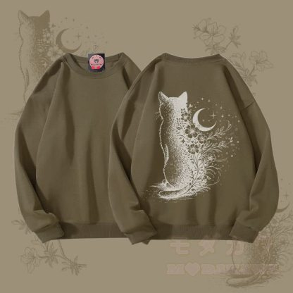 MODAKAWA Unisex-Sweatshirt mit Mondkatzen-Grafik - Khaki - 5XL - image 1