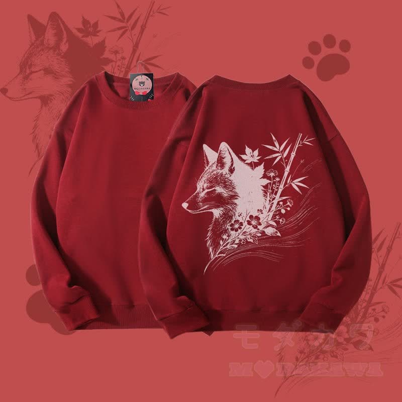 MODAKAWA Unisex-Sweatshirt mit Bambusfuchs-Grafik - Weinrot - 5XL - image 2