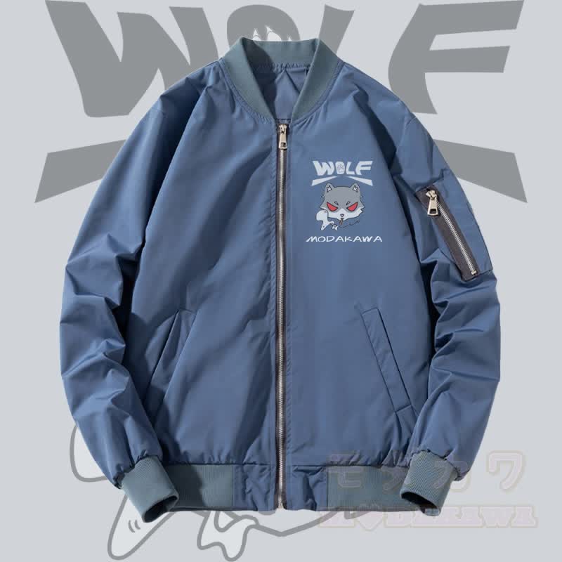 MODAKAWA Smoking Wolf Graphic Zip Up Outerwear Jacket - Verdickt - Blau - 4XL - image 2