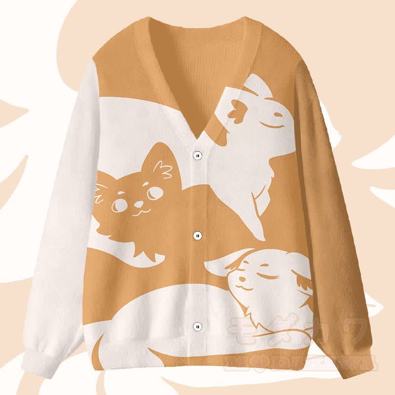 MODAKAWA Cardigan Top mit Farben -Fuchsgrafik - Gelb - 4XL - image 2