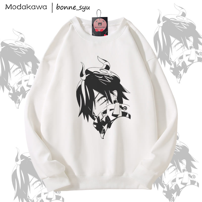 MODAKAWA X bonne_syu Demon Boy Graphic Unisex Sweatshirt - White - 5XL - image 1