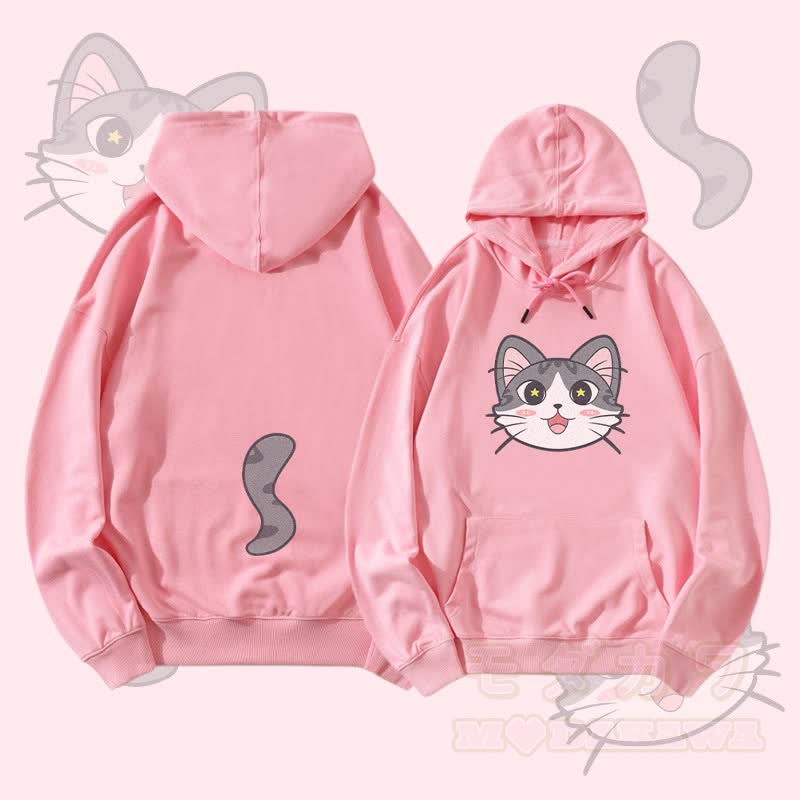 MODAKAWA Streetwear-Pullover-Hoodie mit Katzenmotiv (Gesicht und Schwanz) - Rosa - 5XL - image 2