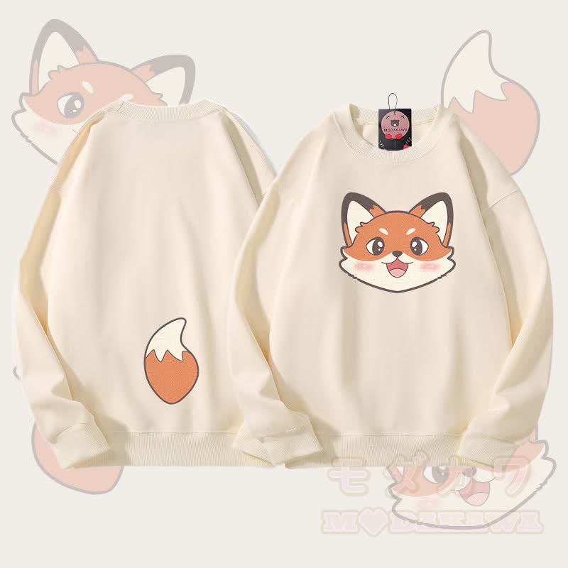 MODAKAWA Unisex-Sweatshirt mit Fuchskopf- und Schwanzmotiv - Beige - 5XL - image 1