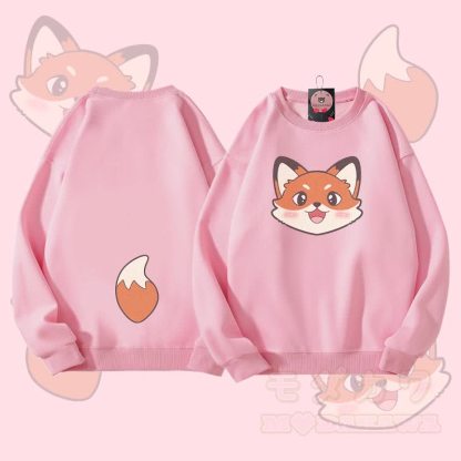 MODAKAWA Unisex-Sweatshirt mit Fuchskopf- und Schwanzmotiv - Rosa - 5XL - image 3